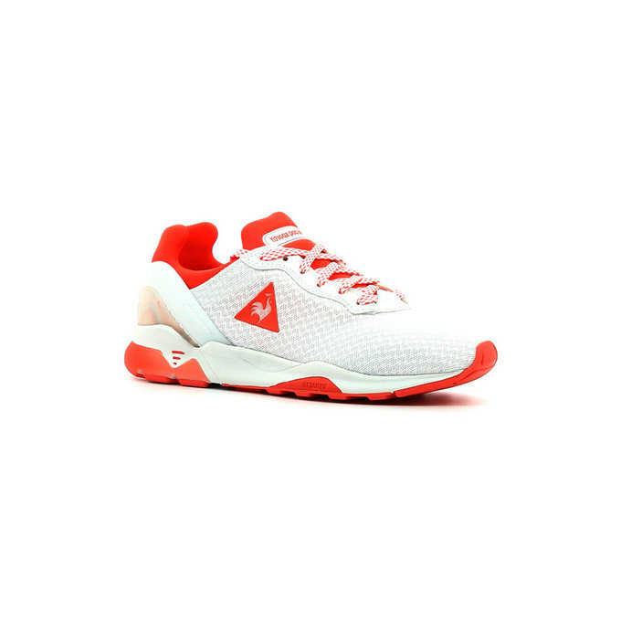Le Coq Sportif Lcs R Xvi Blured Blanc / Fiery Coral - Chaussures Baskets Basses Femme